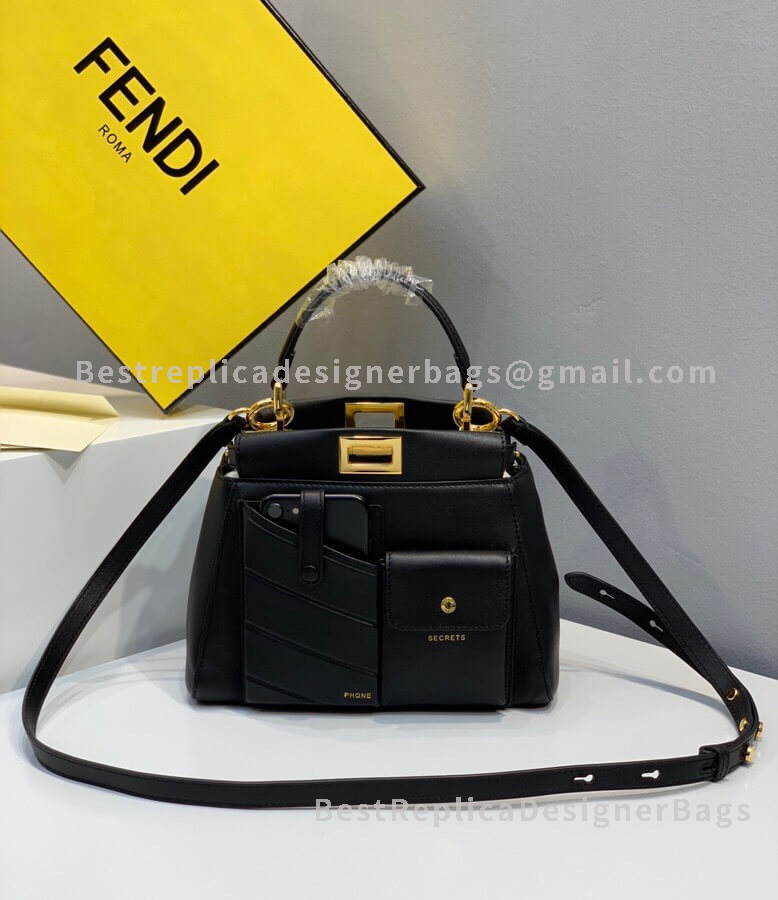 Fendi Peekaboo Iconic Mini Black Leather Bag 2113